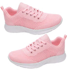 tênis feminino rosa de malha respirável antiderrapante