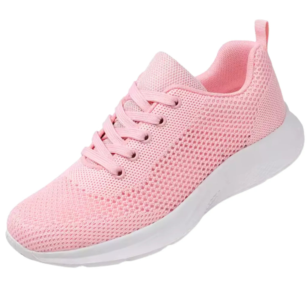 tênis feminino rosa malha confort e presença