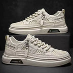 tênis masculino bege e de malha elegância imponência