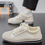 tênis masculino bege malha conforto e beleza