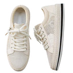 tênis masculino bege malha e respirável