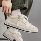 tênis masculino bege malha elegante