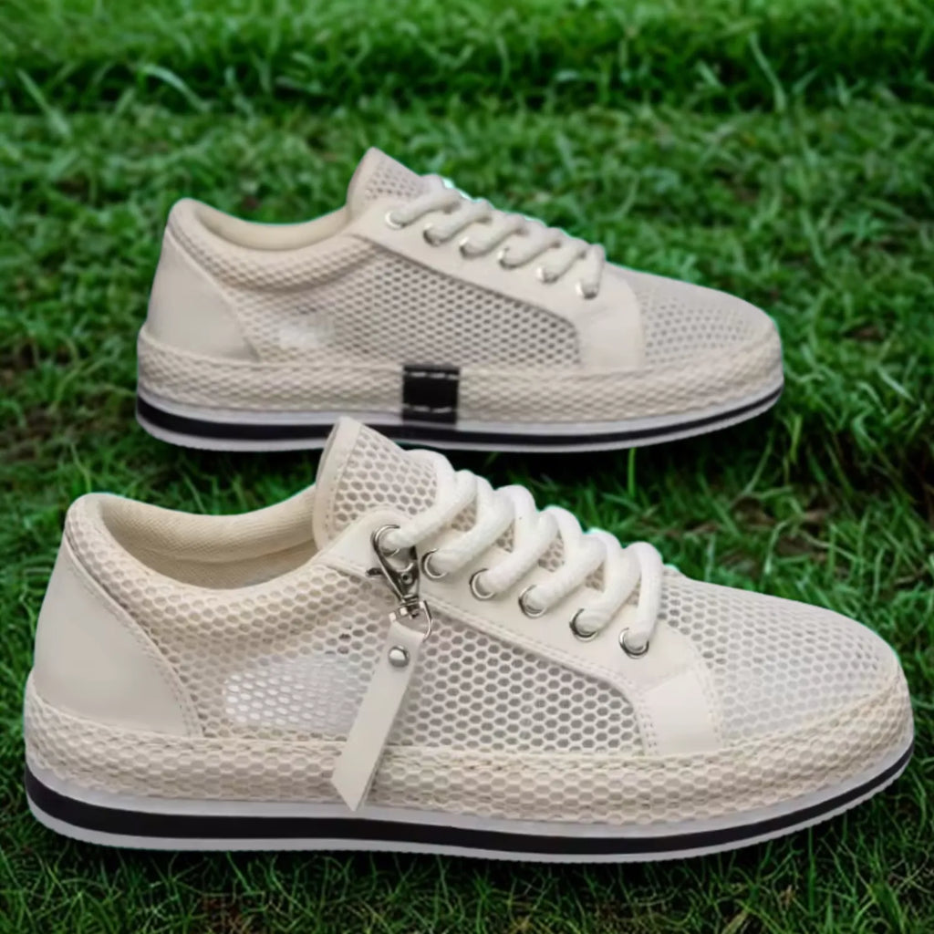 tênis masculino bege malha macio frescor