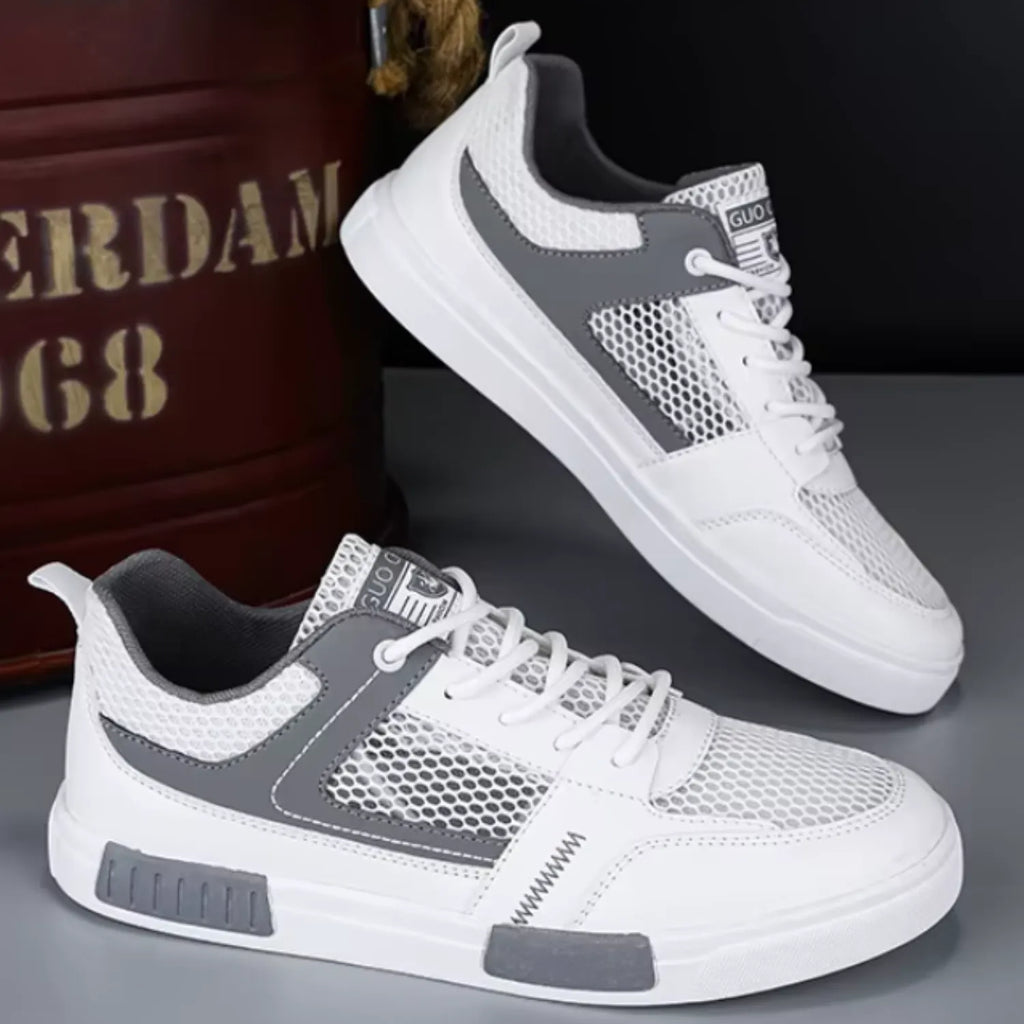 tênis masculino branco cinza elegante