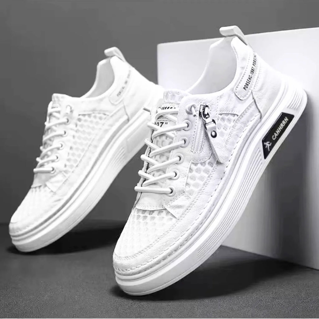 tênis masculino branco de malha confort