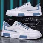 tênis masculino branco e azul e presença