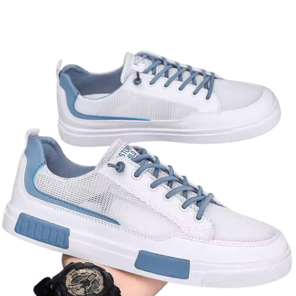 tênis masculino branco e azul respirável presença