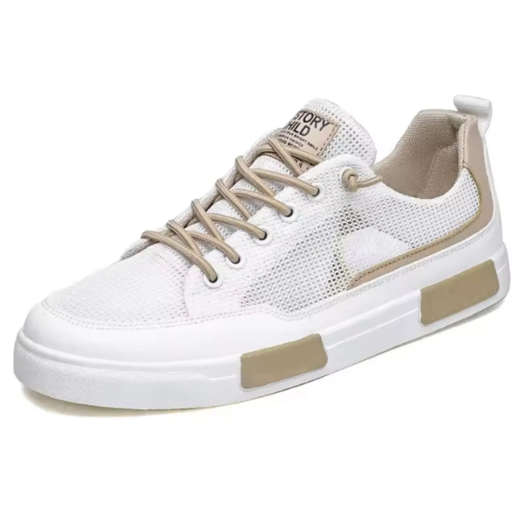 tênis masculino branco e bege elegância confort