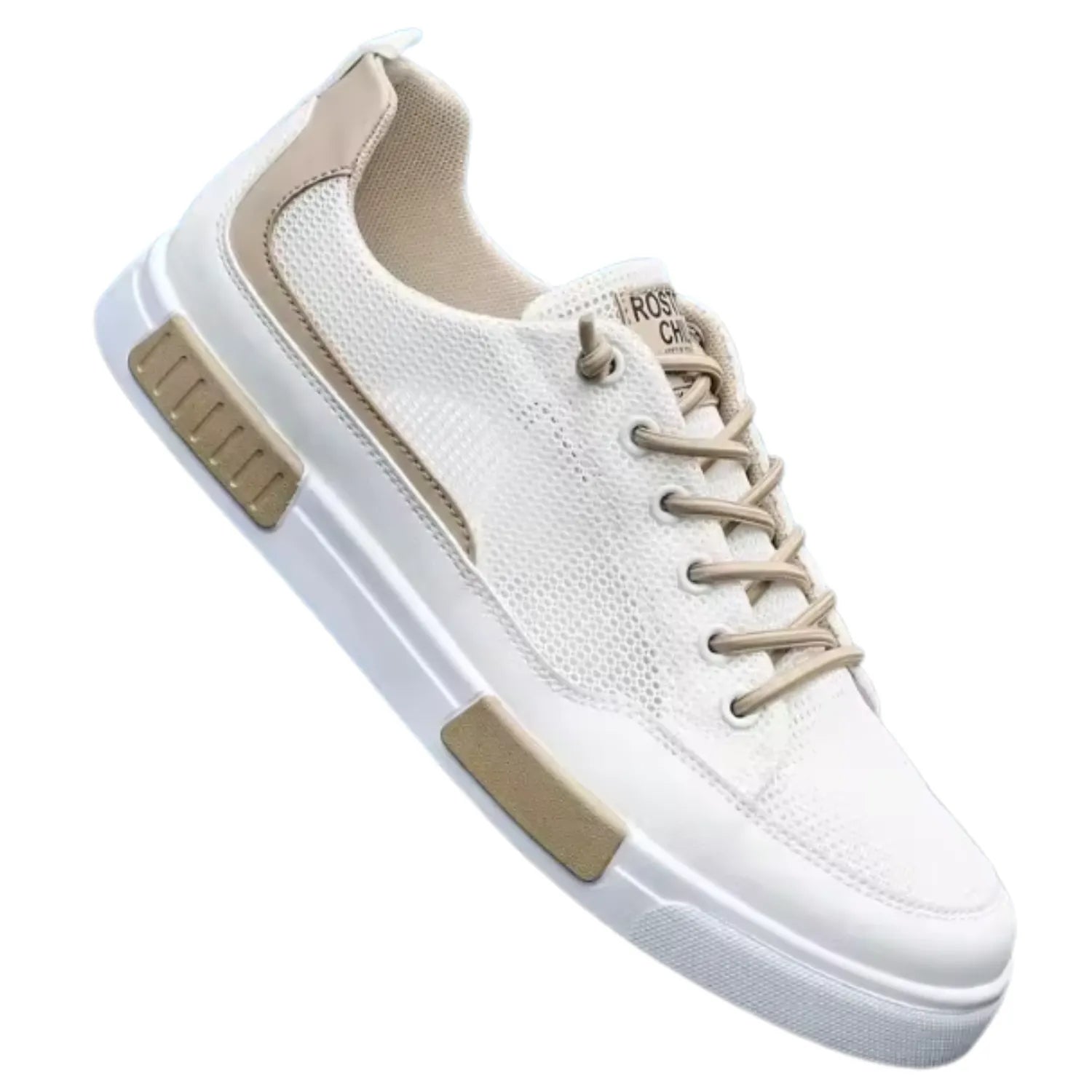 tênis masculino branco e bege macio e amortecimento