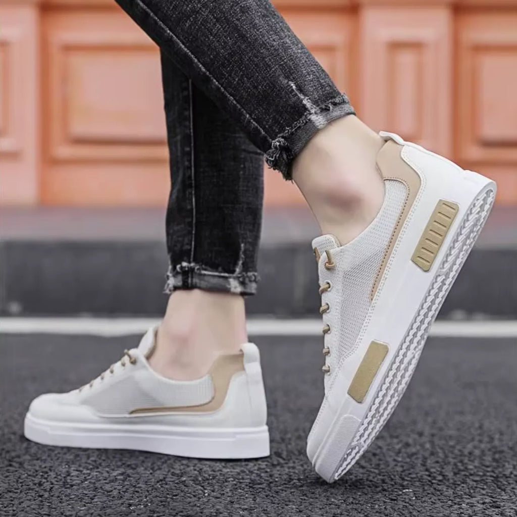 tênis masculino branco e bege macio frescor conforto