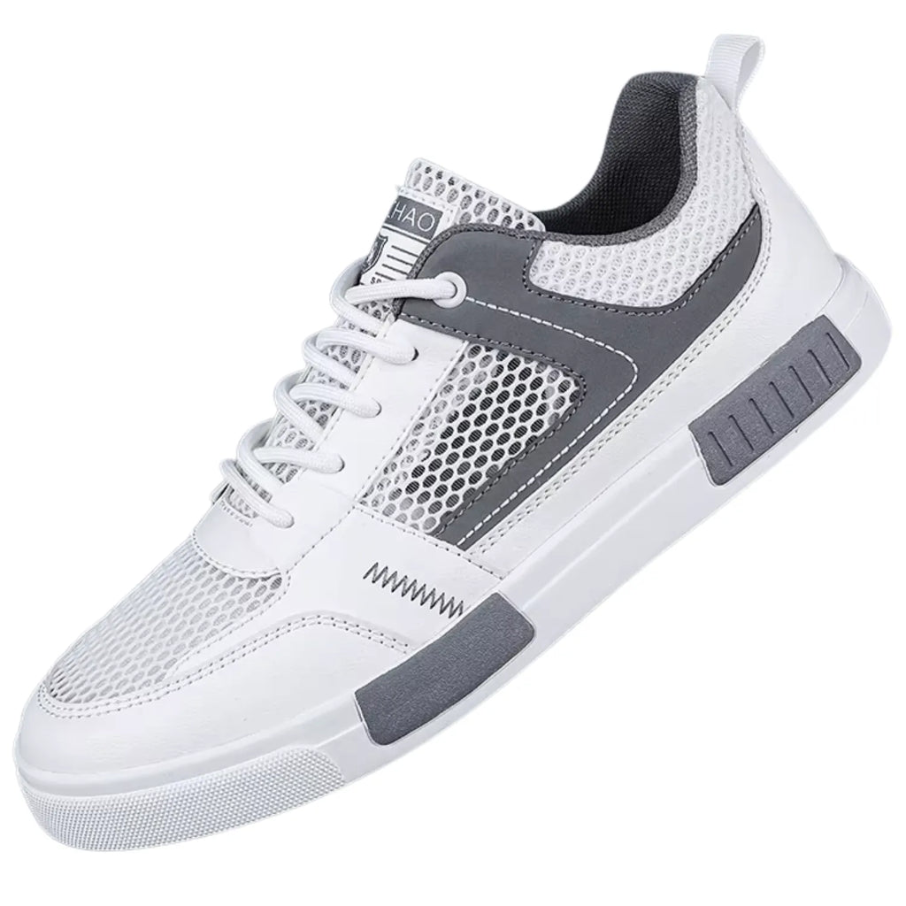 tênis masculino branco e cinza confort