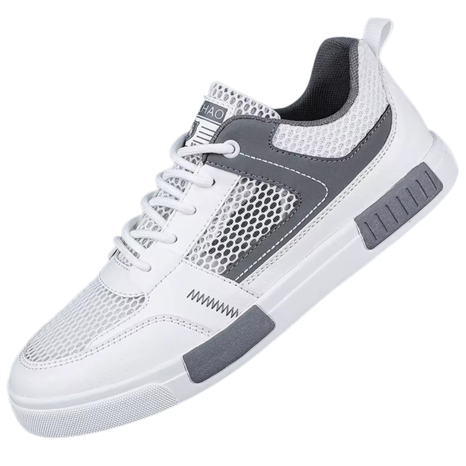 tênis masculino branco e cinza confort