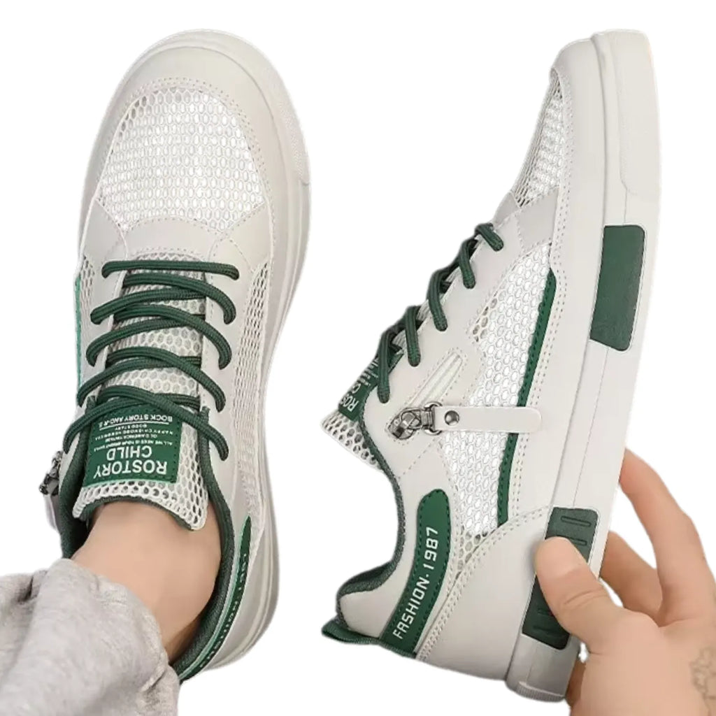 tênis masculino branco e verde elegante