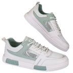 tênis masculino branco e verde respiável