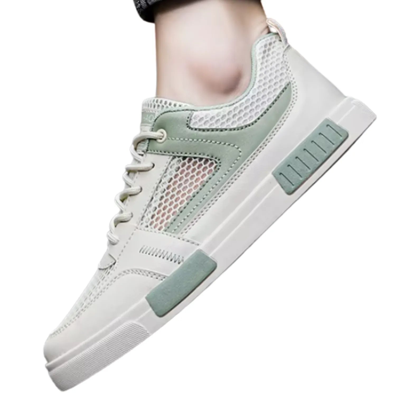 tênis masculino branco e verde vistoso