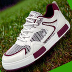 tênis masculino branco e vinho beleza conforto