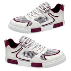 tênis masculino branco e vinho frescor e conforto