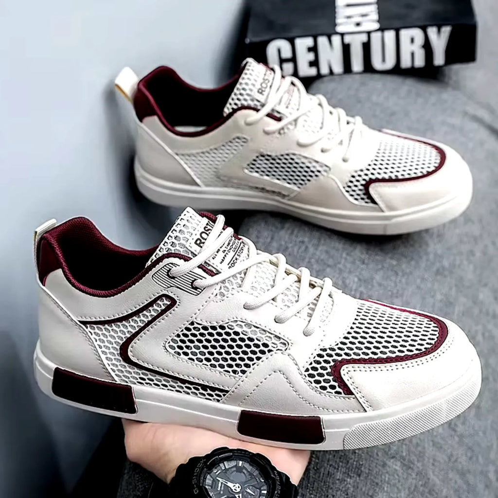 tênis masculino branco e vinho presenca elegância
