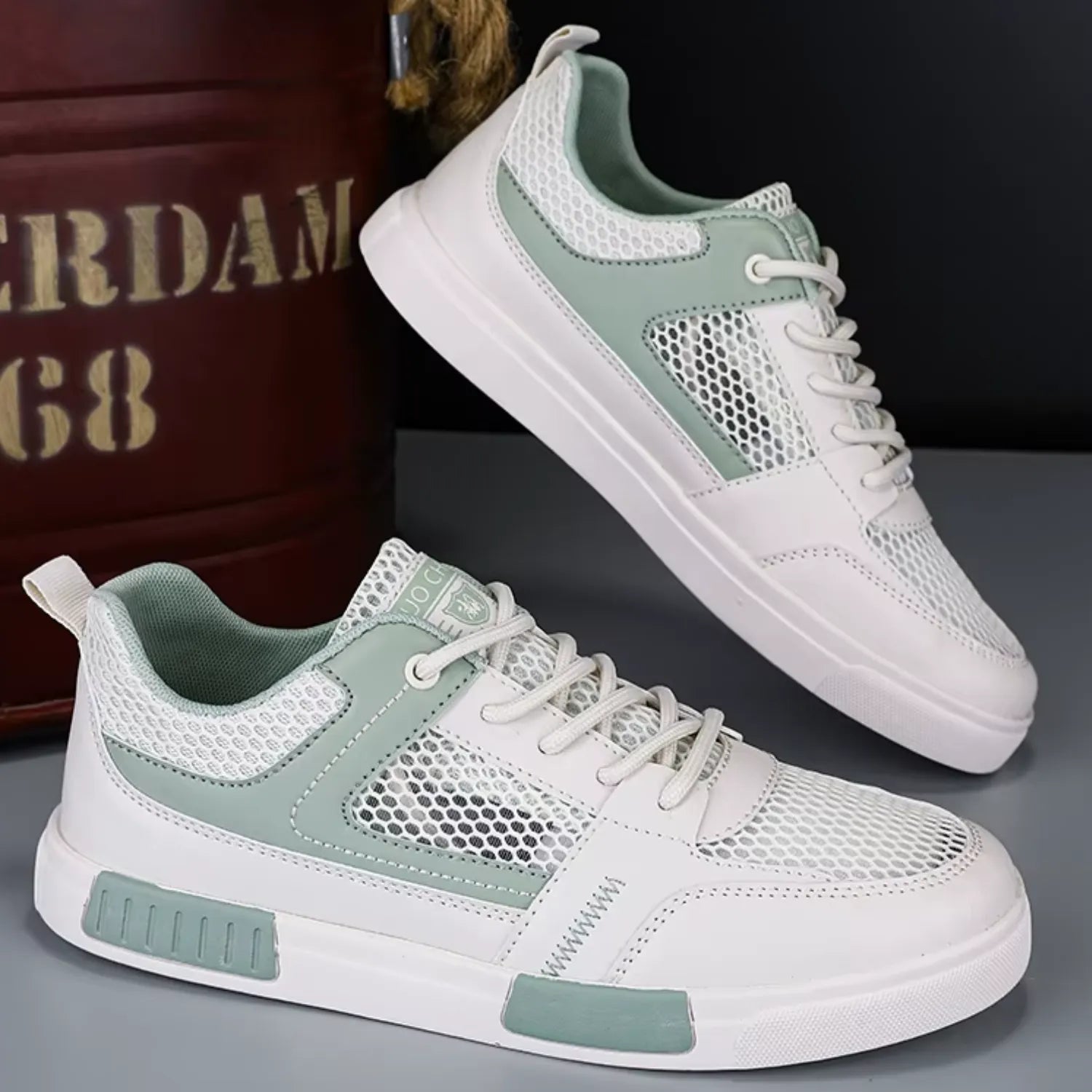 tênis masculino branco verde beleza