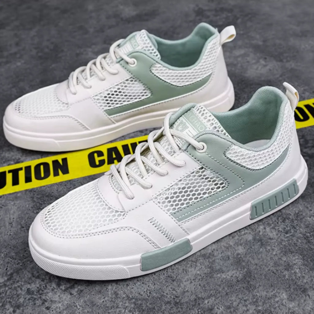 tênis masculino branco verde elegante