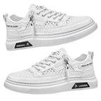 tênis masculino branco zíper ventilação