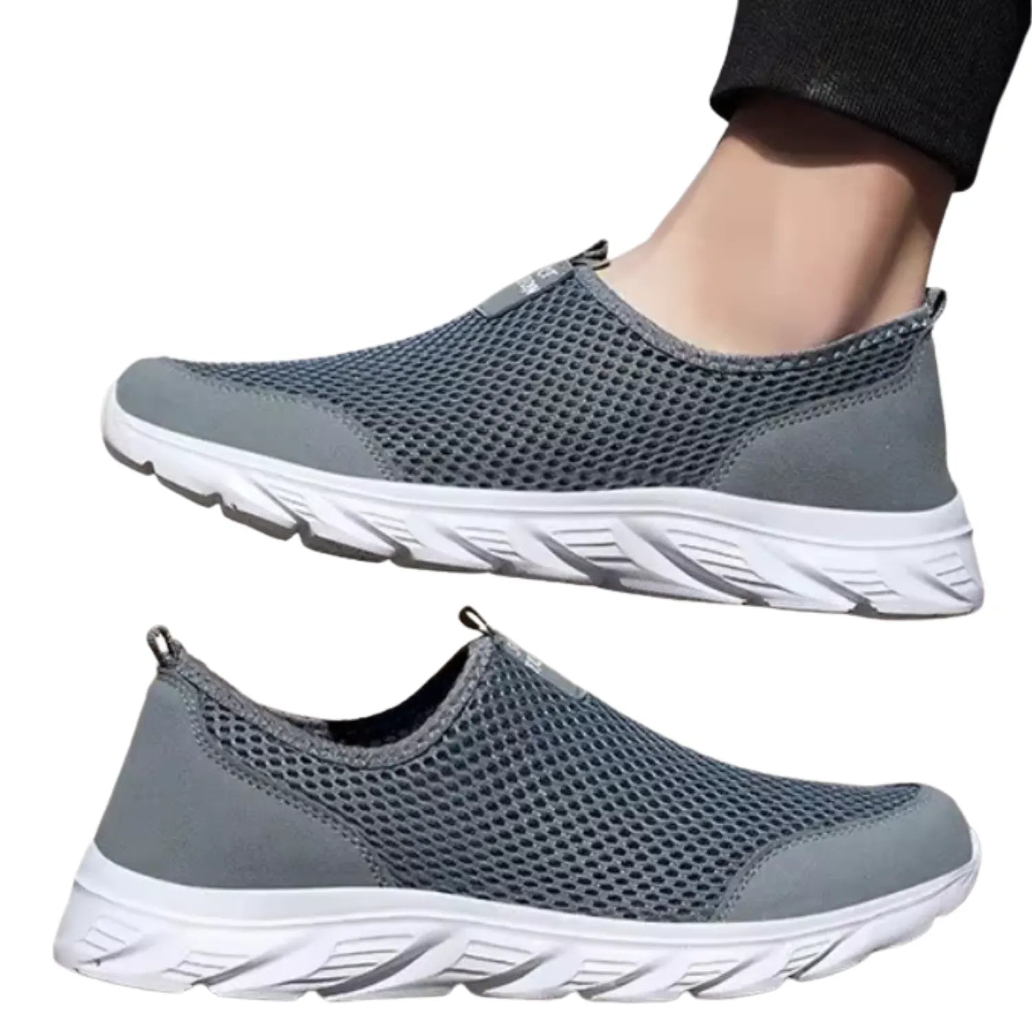 tenis-masculino-cinza-frescor-e-prático