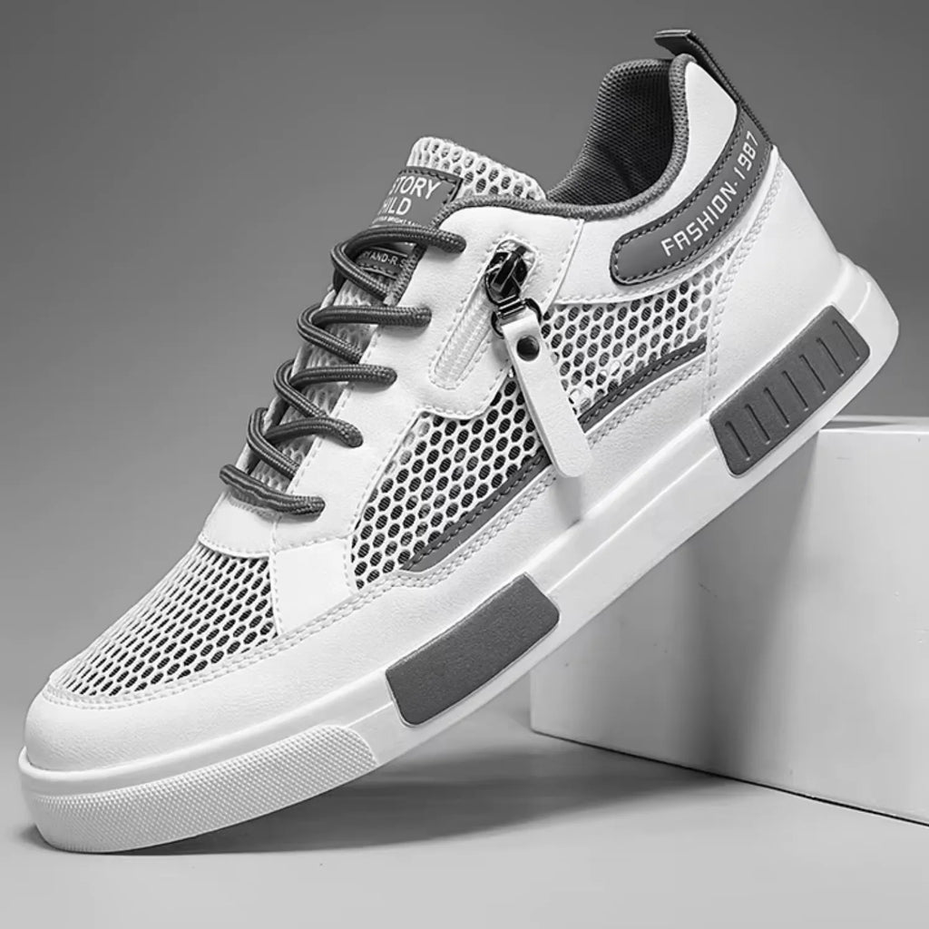 tênis masculino e unissex branco cinza presença ventilação