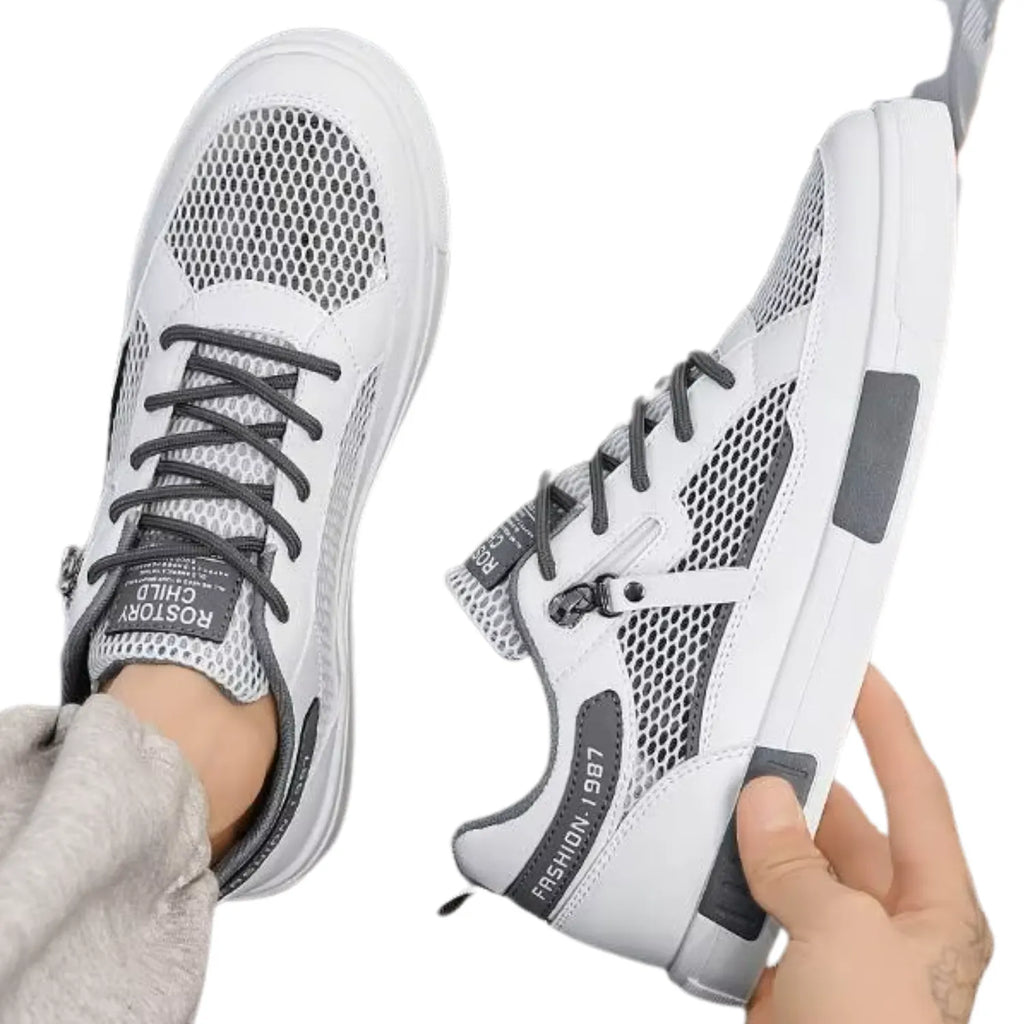 tênis masculino e unissex branco cinza zíper respiração