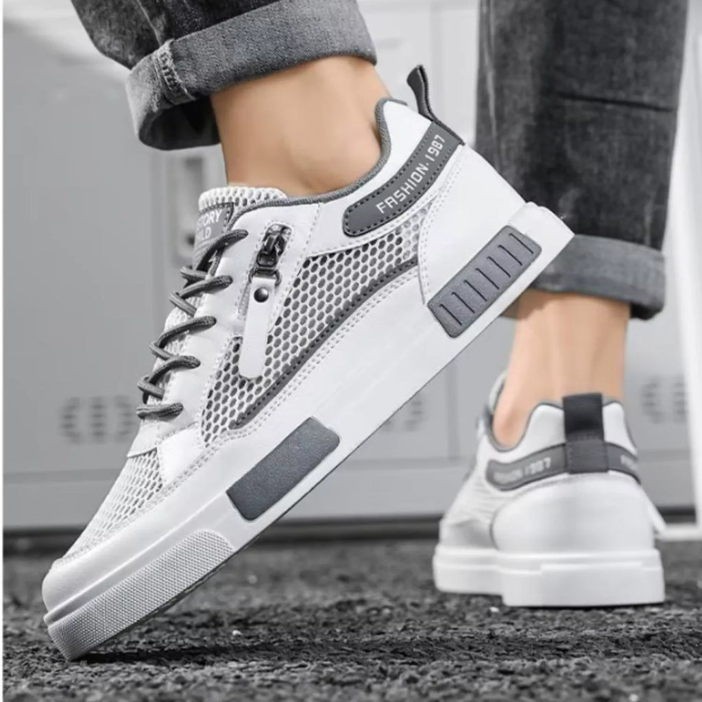 tênis masculino e unissex branco e cinza presença