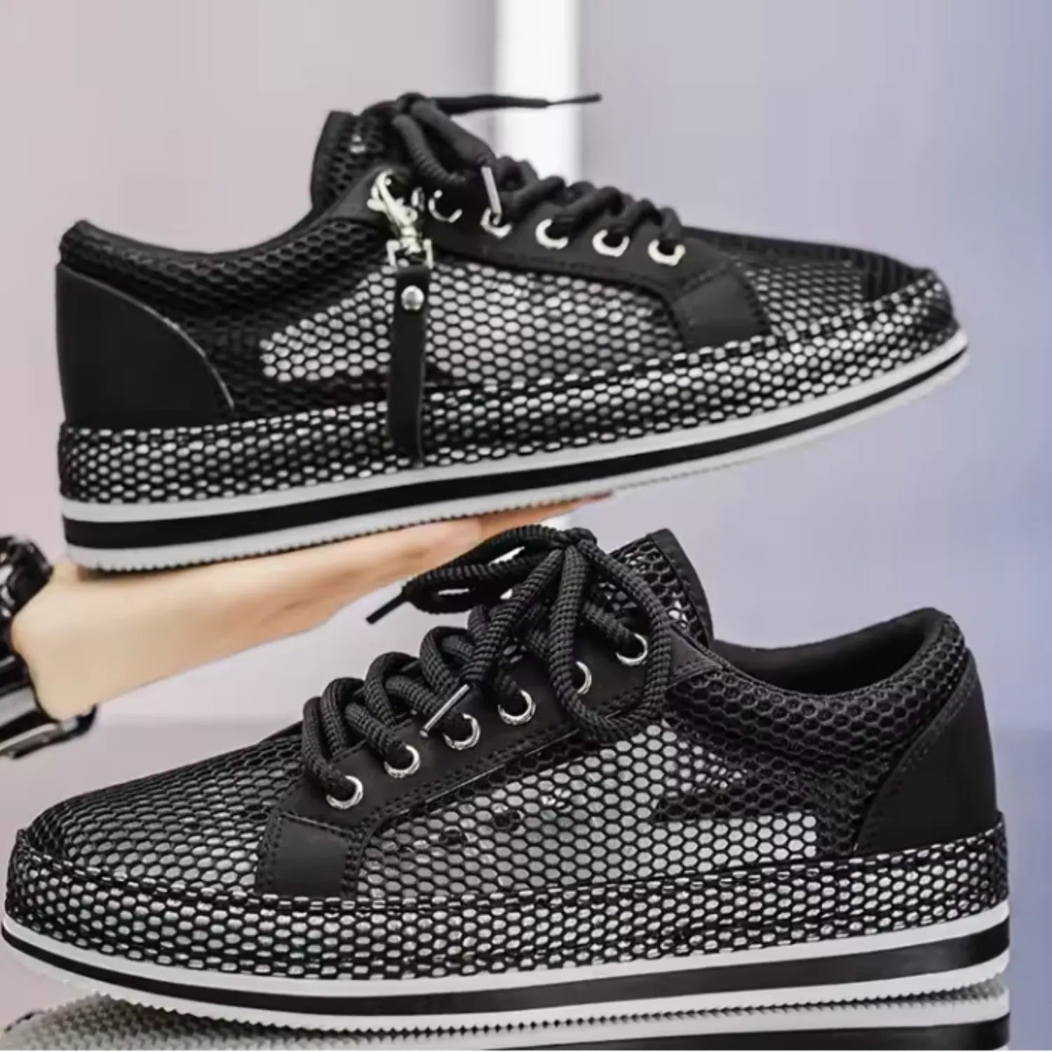 tênis masculino preto respirável confort