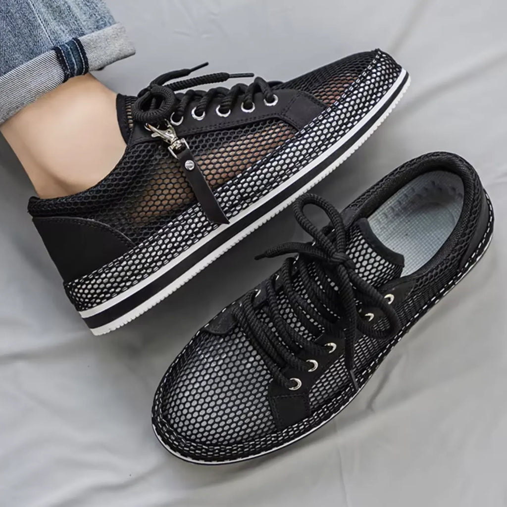 tenis-masculino-preto-de-malha-lindo-confort