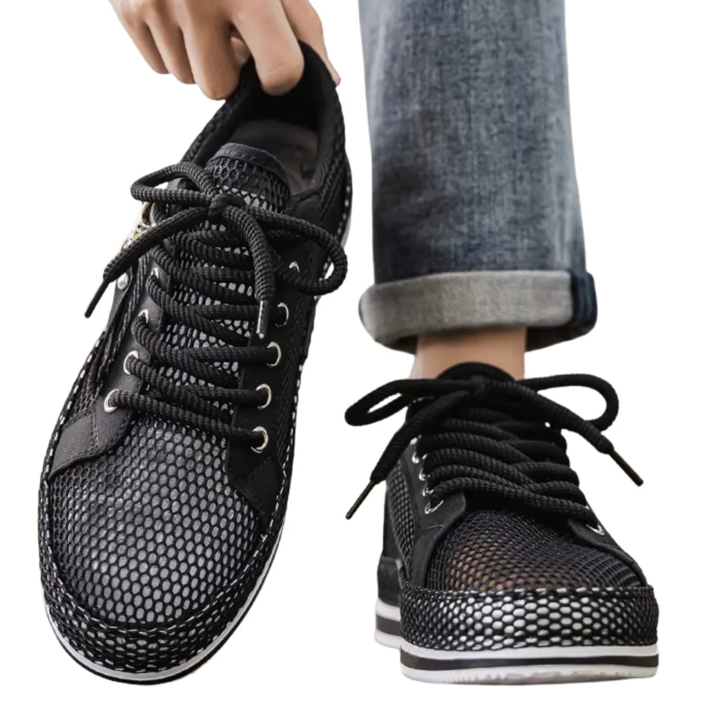 tênis masculino preto respirável cadarço